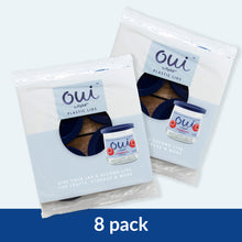 Packaging for blue Oui by Yoplait plastic lids, 8-Pack.
