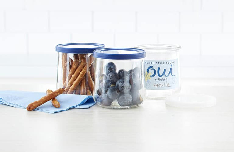 Oui Yogurt Jar Lids, Yogurt Container Lids, Clear Plastic Blue Oui
